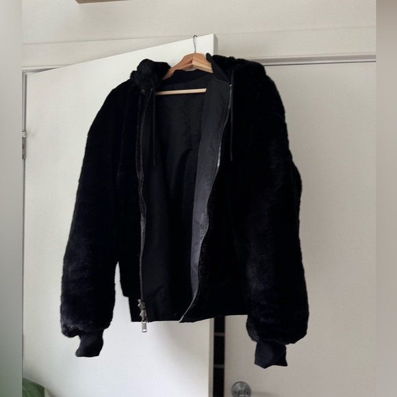 Other - Black Faux Fur Hooded Jacket